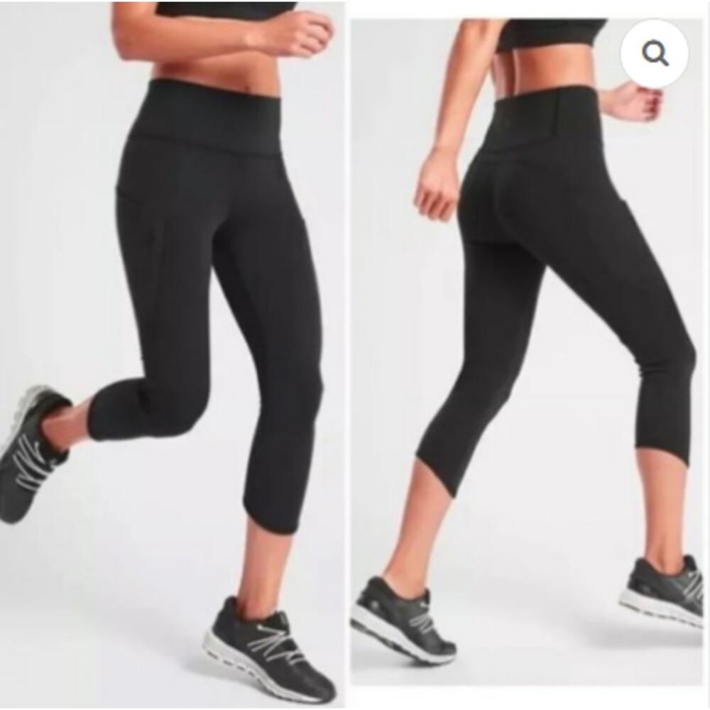 Athleta Black Cropped High-Rise Leggings